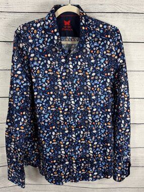 TR Premium Sports Print Long Sleeve Button Down Shirt Sz L